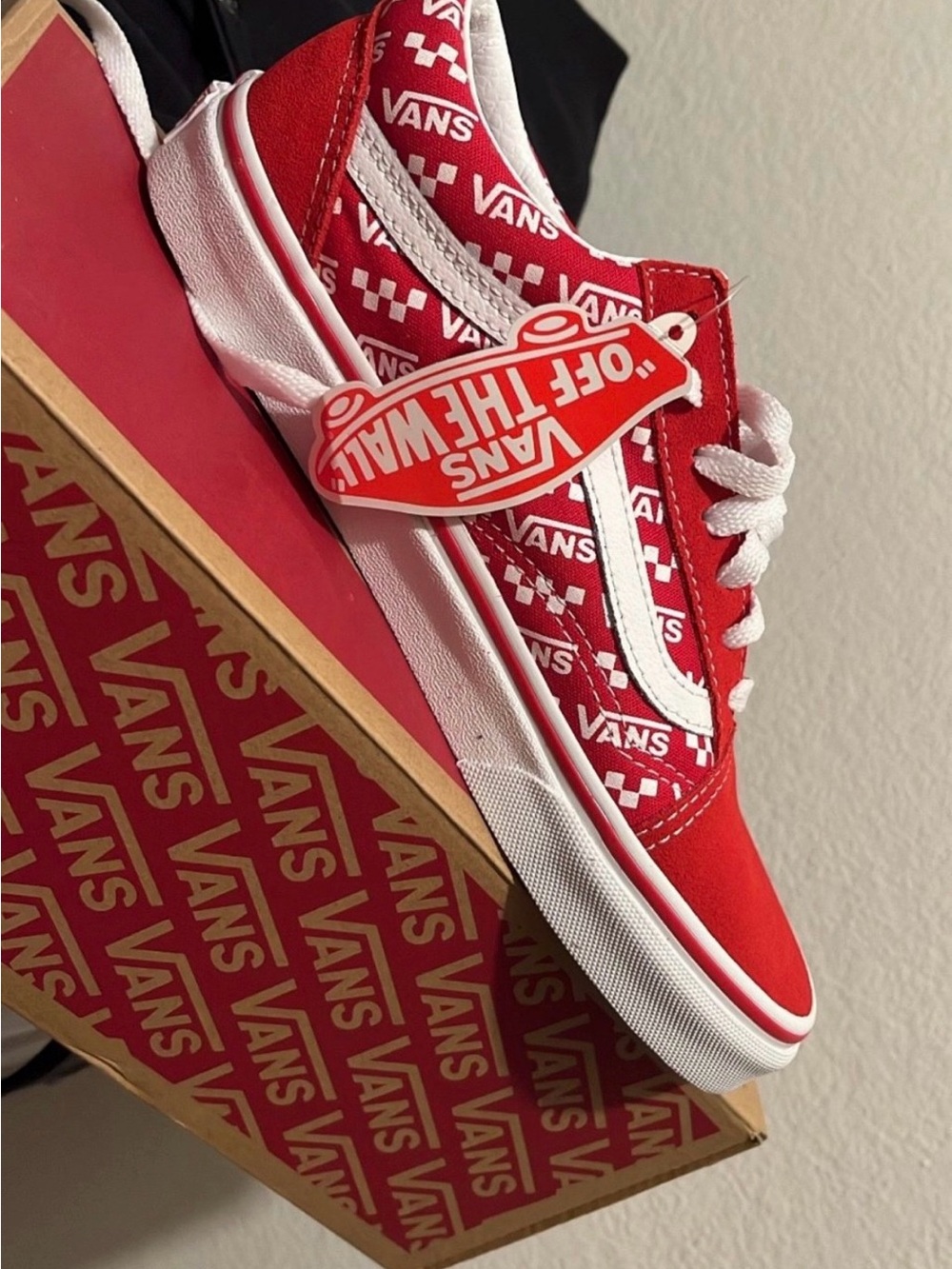 Women’s Vans Red Checker Logo Old Skool Sneakers